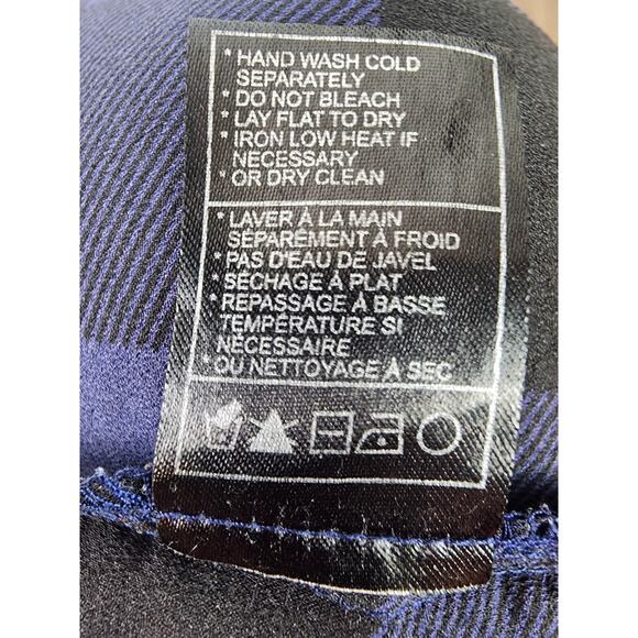 BB Dakota Keenan Navy Blue Plaid Shirt Dress Long Cuffed Button Sleeves Size 18 - Picture 13 of 13